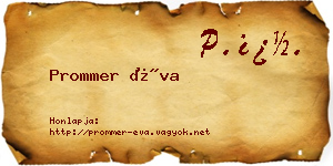 Prommer Éva névjegykártya